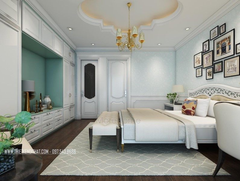 Thiết kế nội thất phòng ngủ nhà liền kề khu đô thị Văn Quán